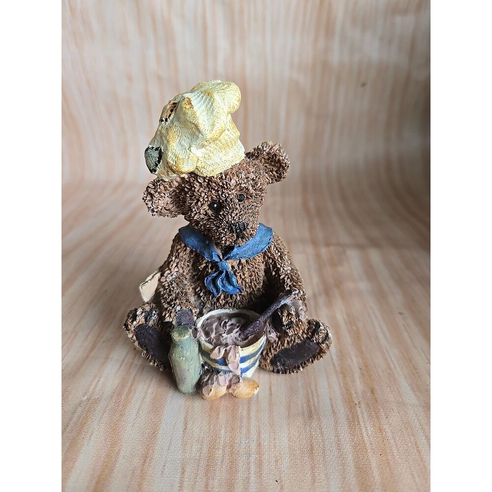 K's Collection Figurine COOKING Bear W BOWL CHEFS HAT 4"